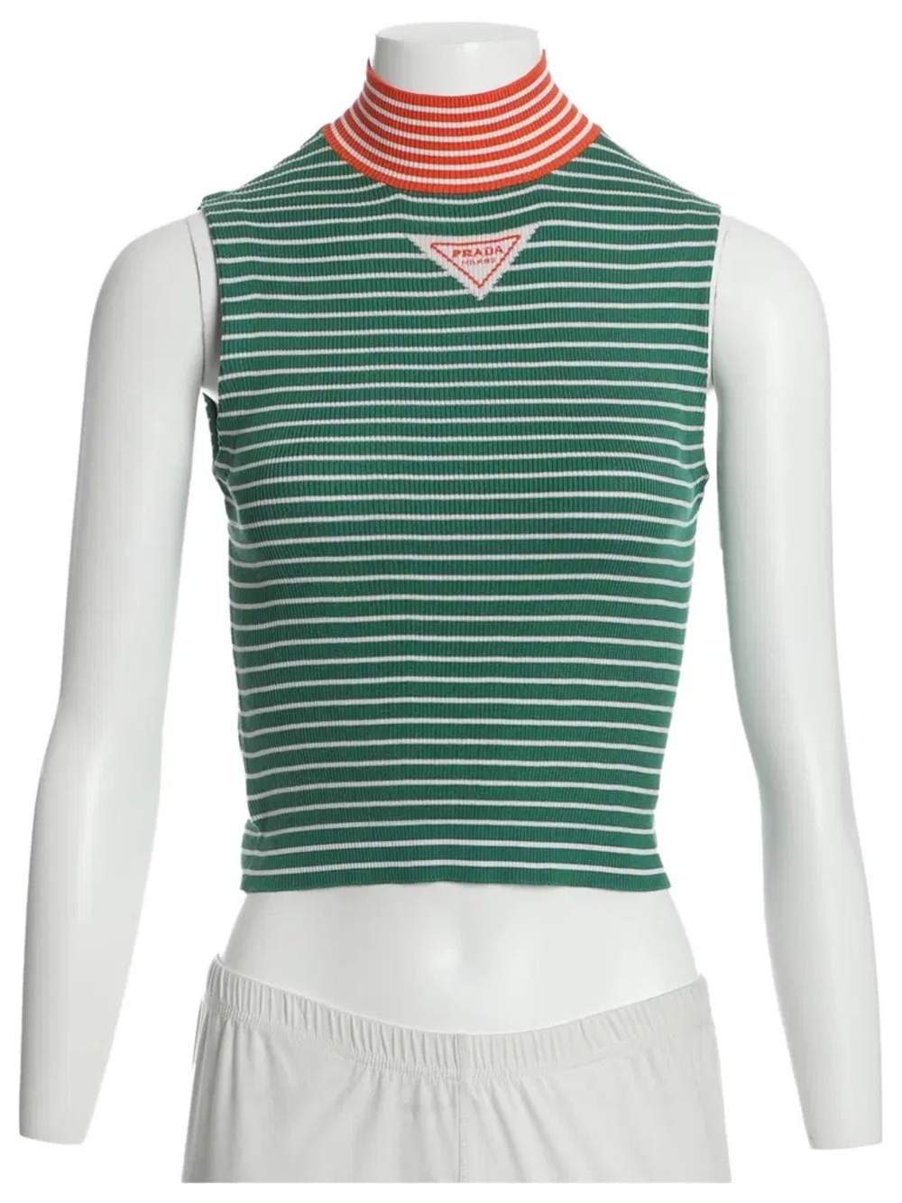Prada Green Striped Silk Top